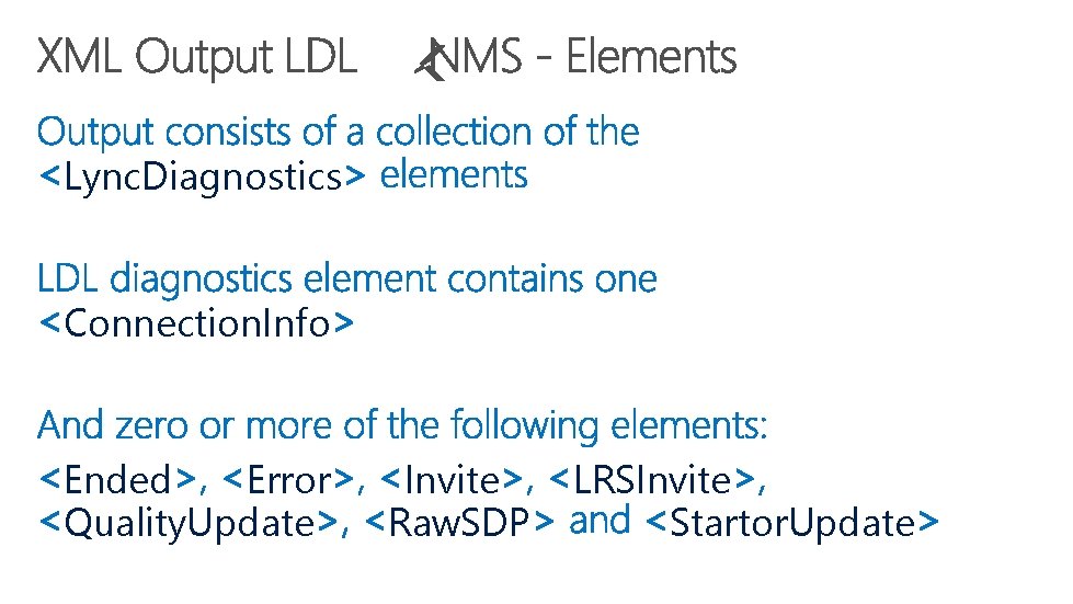 Lync. Diagnostics Connection. Info Ended Error Quality. Update Invite Raw. SDP LRSInvite Startor. Update