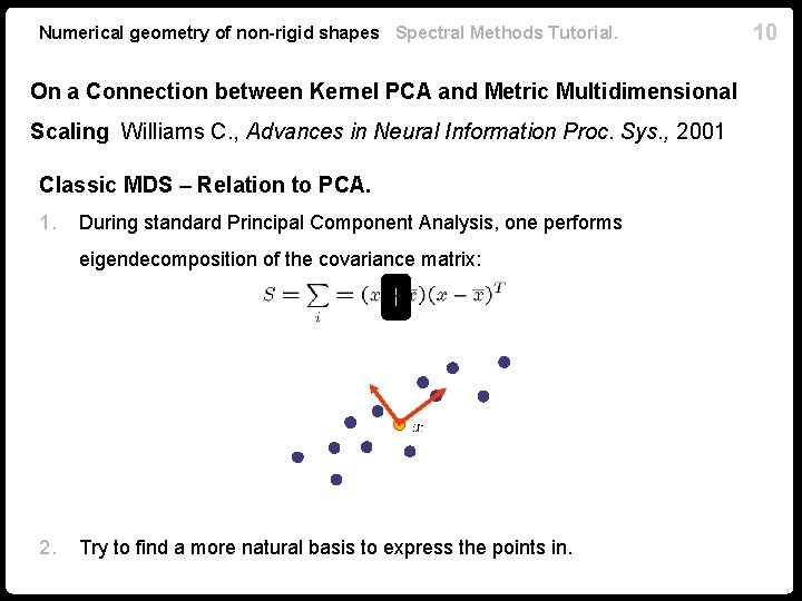 Numerical geometry of non-rigid shapes Spectral Methods Tutorial. On a Connection between Kernel PCA