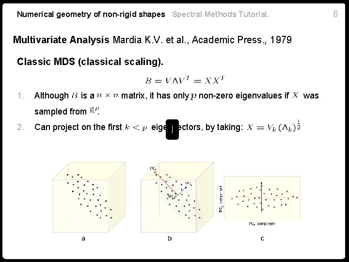 6 Numerical geometry of non-rigid shapes Spectral Methods Tutorial. Multivariate Analysis Mardia K. V.