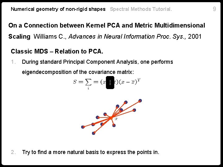 Numerical geometry of non-rigid shapes Spectral Methods Tutorial. On a Connection between Kernel PCA