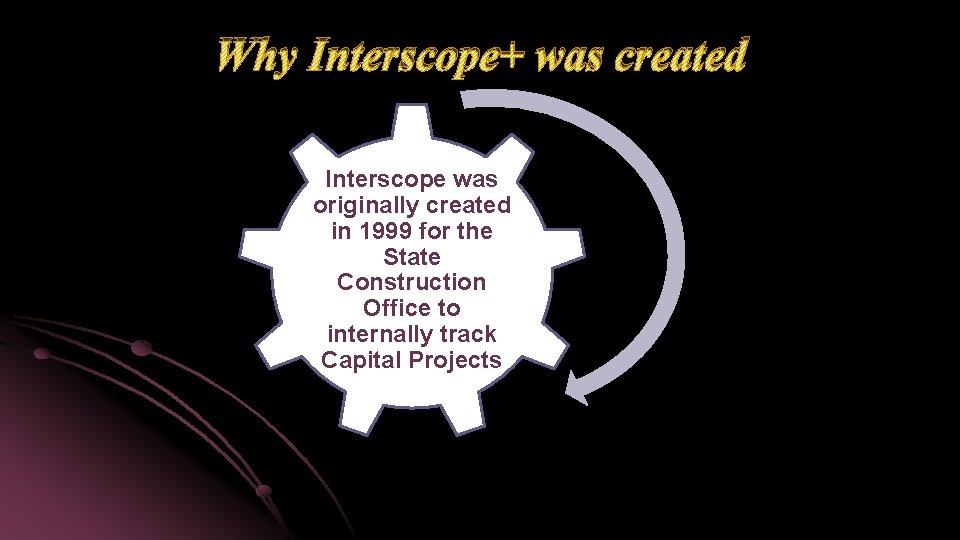 Why Interscope+ was created Interscope was originally created in 1999 for the State Construction