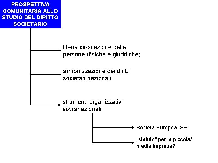 PROSPETTIVA COMUNITARIA ALLO STUDIO DEL DIRITTO SOCIETARIO libera circolazione delle persone (fisiche e giuridiche)