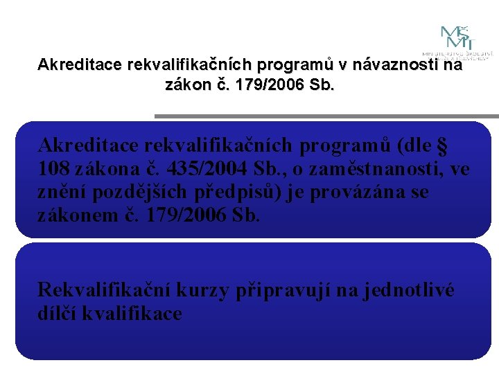 Akreditace rekvalifikačních programů v návaznosti na zákon č. 179/2006 Sb. Akreditace rekvalifikačních programů (dle