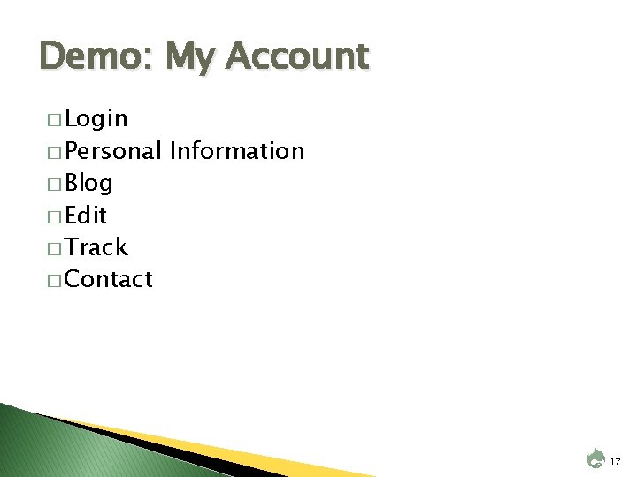 Demo: My Account � Login � Personal � Blog Information � Edit � Track