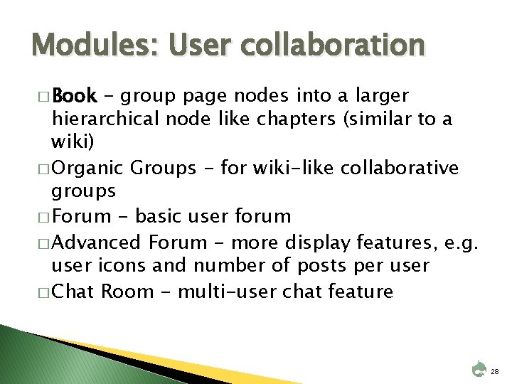 Modules: User collaboration � Book - group page nodes into a larger hierarchical node