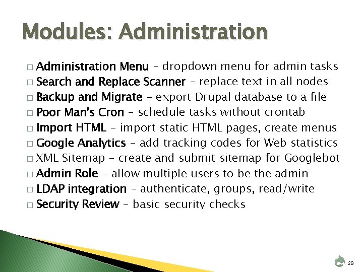 Modules: Administration Menu - dropdown menu for admin tasks � Search and Replace Scanner
