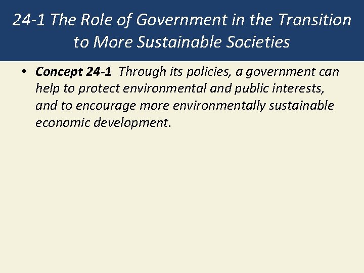 24 -1 The Role of Government in the Transition to More Sustainable Societies •