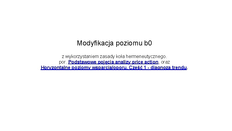 Modyfikacja poziomu b 0 z wykorzystaniem zasady koła hermeneutycznego. por. Podstawowe pojęcia analizy price