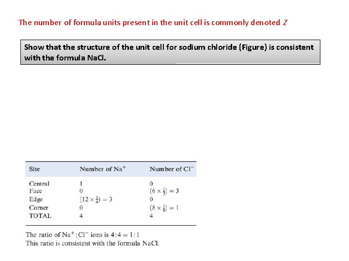 The number of formula units present in the unit cell is commonly denoted Z