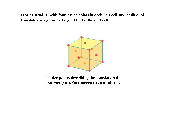 face-centred (F) with four lattice points in each unit cell, and additional translational symmetry