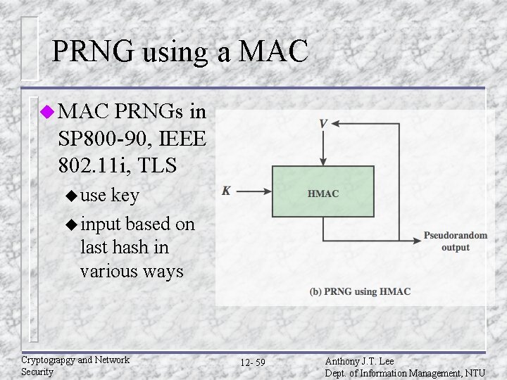PRNG using a MAC u MAC PRNGs in SP 800 -90, IEEE 802. 11 PRNG using a MAC u MAC PRNGs in SP 800 -90, IEEE 802. 11