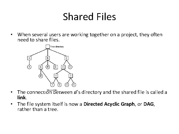 Shared Files • When several users are working together on a project, they often