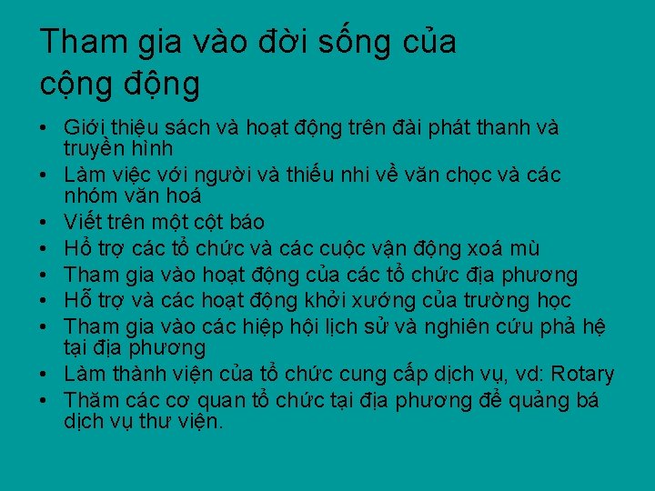 Tham gia vào đời sống của cộng động • Giới thiệu sách và hoạt