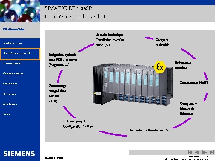 Automation and Drives SIMATIC ET 200 i. SP Caractéristiques du produit E/S décentralisées Sécurité