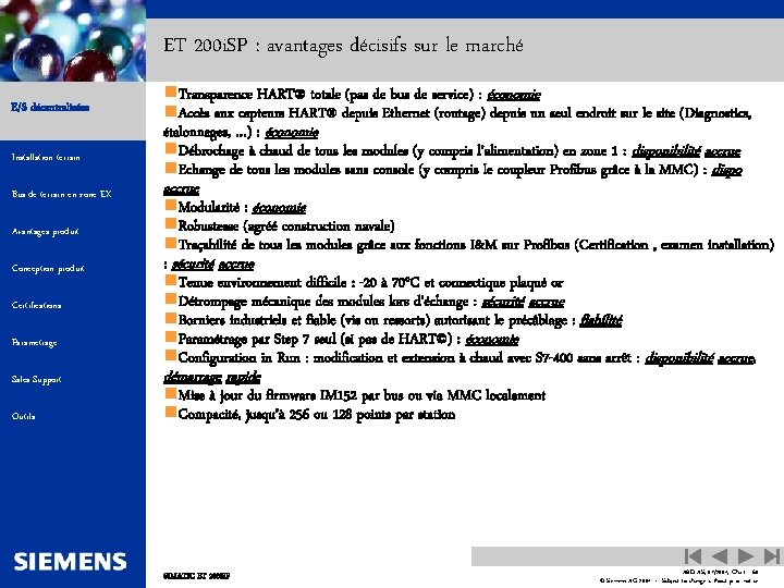 Automation and Drives ET 200 i. SP : avantages décisifs sur le marché E/S