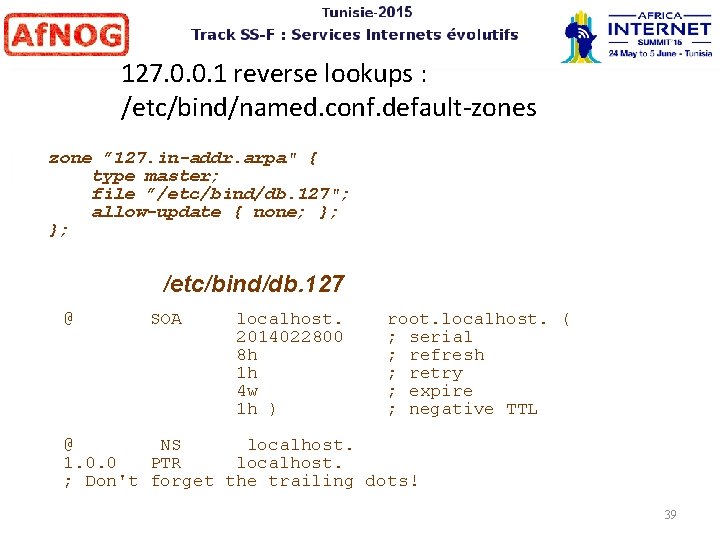 127. 0. 0. 1 reverse lookups : /etc/bind/named. conf. default-zones zone ” 127. in-addr.