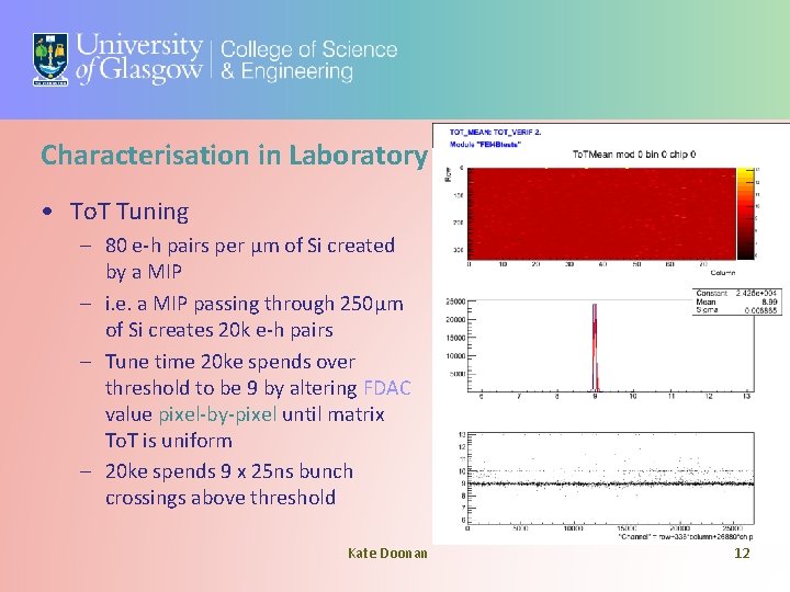 Characterisation in Laboratory • To. T Tuning – 80 e-h pairs per μm of