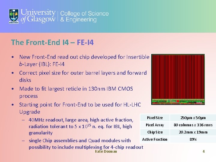 The Front-End I 4 – FE-I 4 • New Front-End read out chip developed