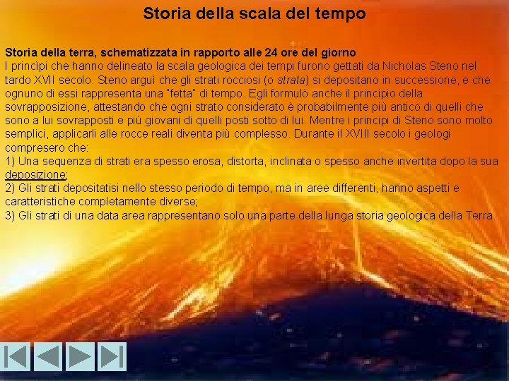 Storia della scala del tempo Storia della terra, schematizzata in rapporto alle 24 ore