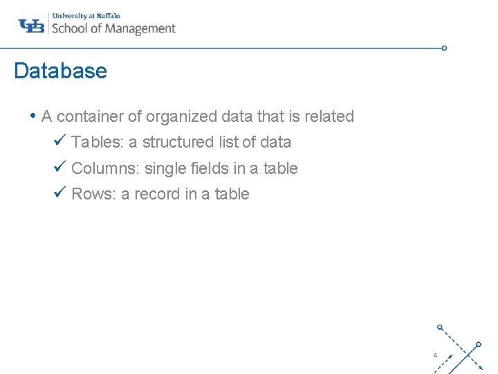 Database • A container of organized data that is related ü Tables: a structured Database • A container of organized data that is related ü Tables: a structured