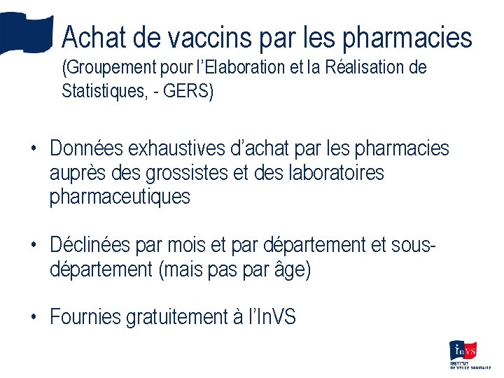 Achat de vaccins par les pharmacies (Groupement pour l’Elaboration et la Réalisation de Statistiques,