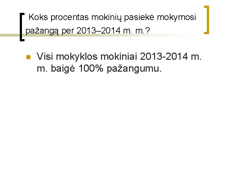 Koks procentas mokinių pasiekė mokymosi pažangą per 2013– 2014 m. m. ? n Visi