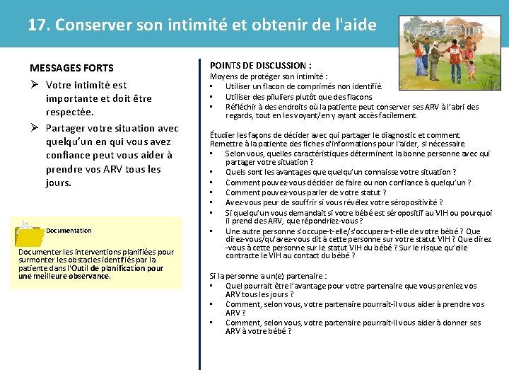 17. Conserver son intimité et obtenir de l'aide MESSAGES FORTS Ø Votre intimité est