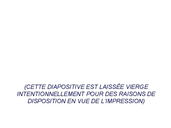 (CETTE DIAPOSITIVE EST LAISSÉE VIERGE INTENTIONNELLEMENT POUR DES RAISONS DE DISPOSITION EN VUE DE