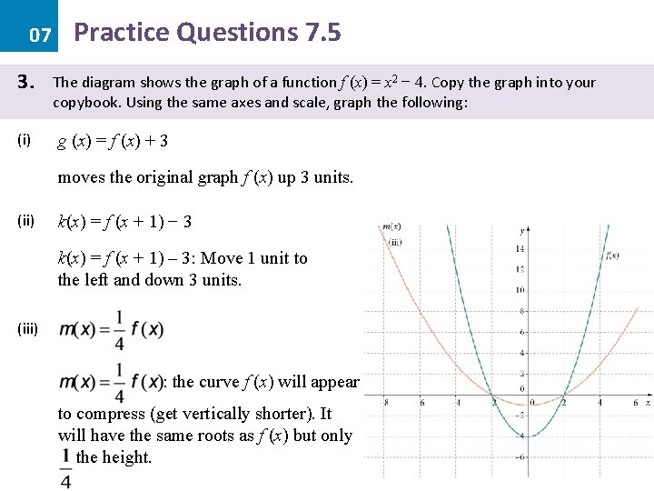 07 3. (i) Practice Questions 7. 5 The diagram shows the graph of a