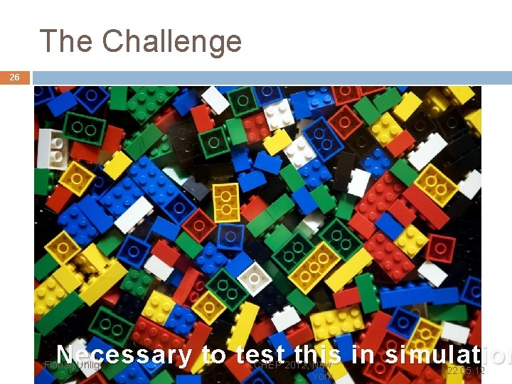 The Challenge 26 Necessary to test this in simulation Florian Uhlig CHEP 2012, New