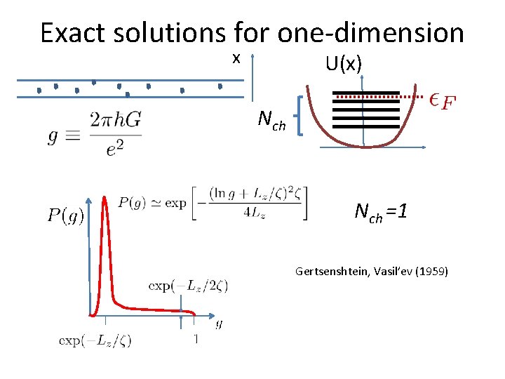 Exact solutions for one-dimension x U(x) Nch =1 Gertsenshtein, Vasil’ev (1959) 