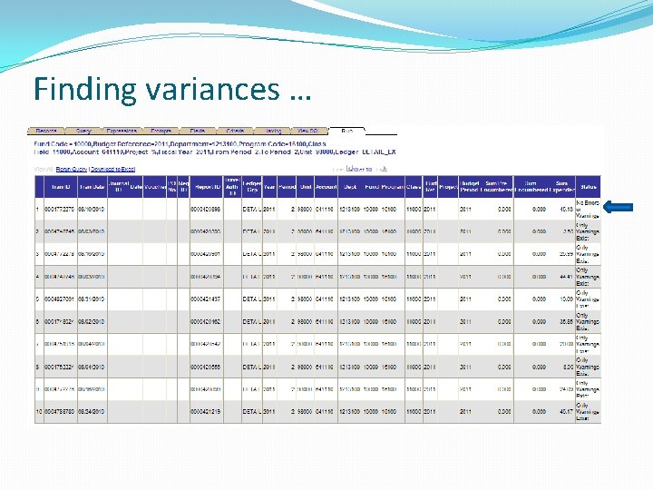 Finding variances … 