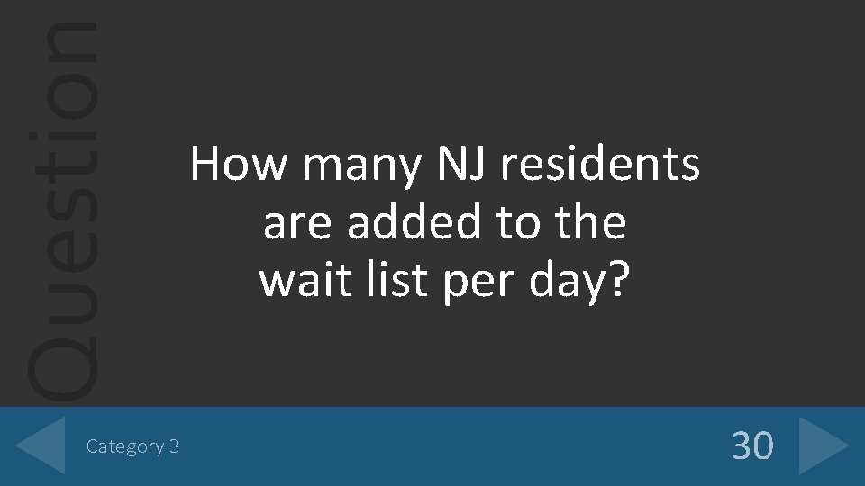 Question Category 3 How many NJ residents are added to the wait list per