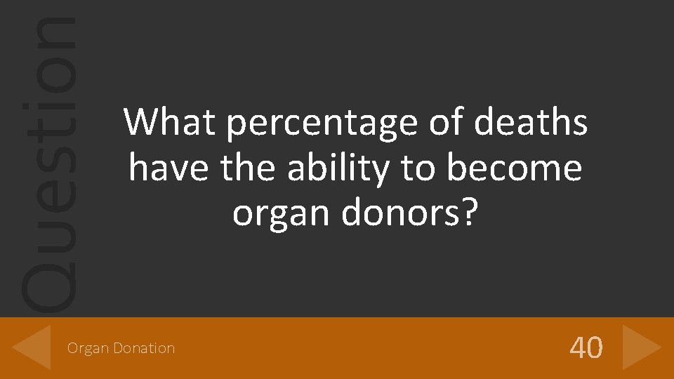 Question What percentage of deaths have the ability to become organ donors? Organ Donation