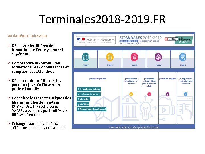 Terminales 2018 -2019. FR Un site dédié à l’orientation > Découvrir les filières de