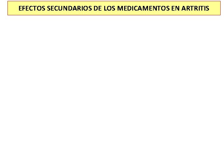 EFECTOS SECUNDARIOS DE LOS MEDICAMENTOS EN ARTRITIS 