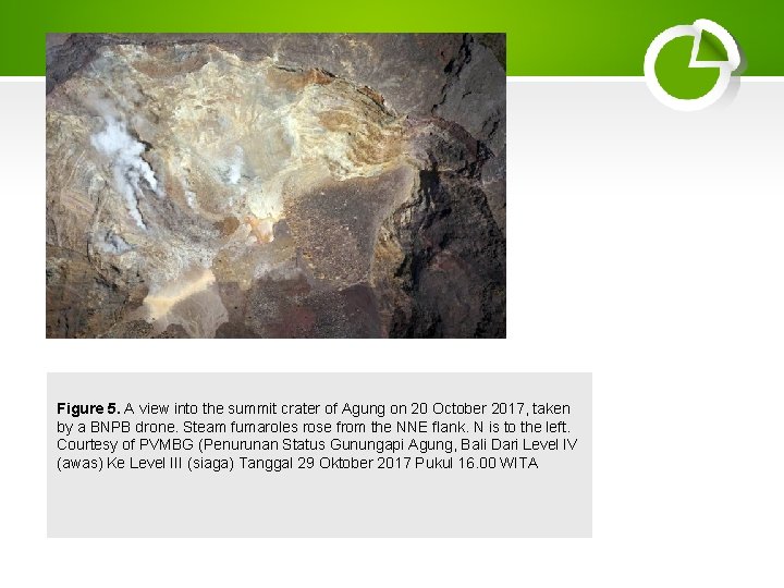 Figure 5. A view into the summit crater of Agung on 20 October 2017,