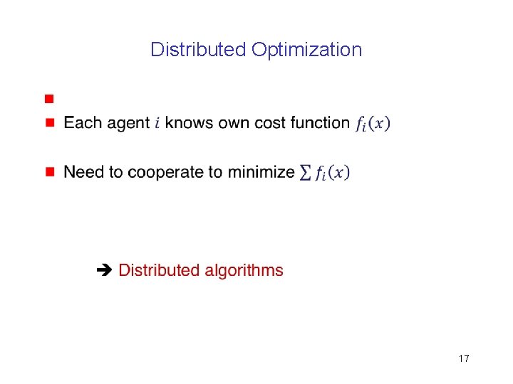 Distributed Optimization g 17 