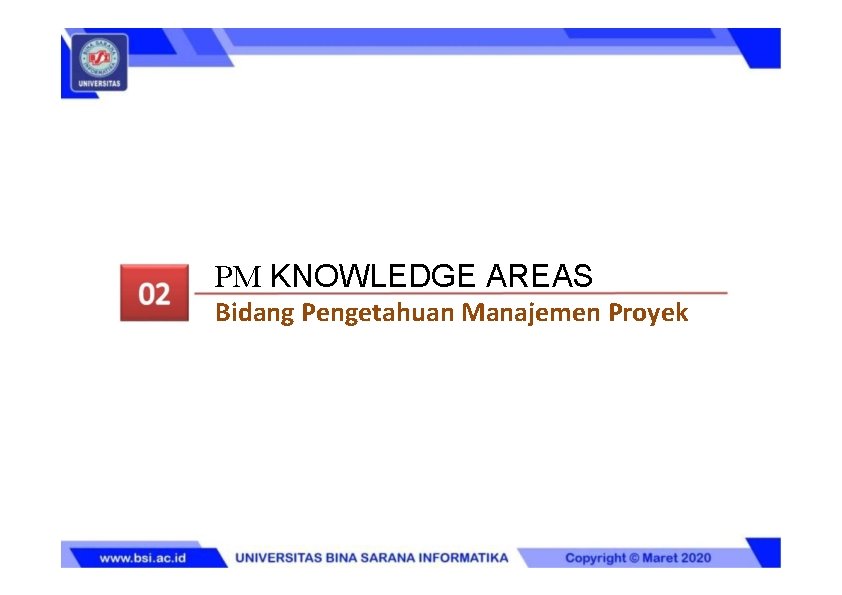 PM KNOWLEDGE AREAS Bidang Pengetahuan Manajemen Proyek 