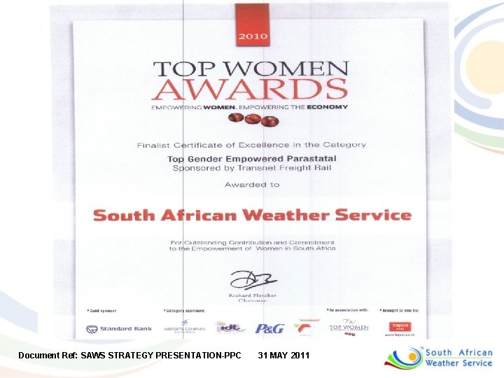 Document Ref: SAWS STRATEGY PRESENTATION-PPC 31 MAY 2011 