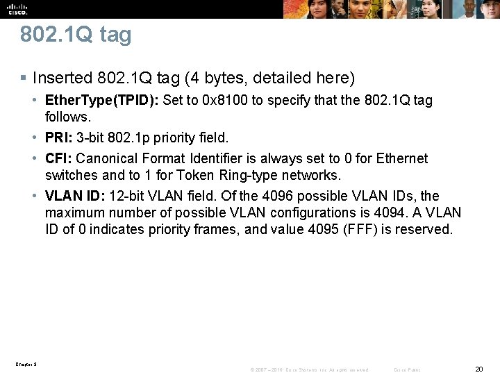 802. 1 Q tag § Inserted 802. 1 Q tag (4 bytes, detailed here)