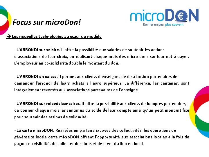 Focus sur micro. Don! Les nouvelles technologies au cœur du modèle - L'ARRONDI sur