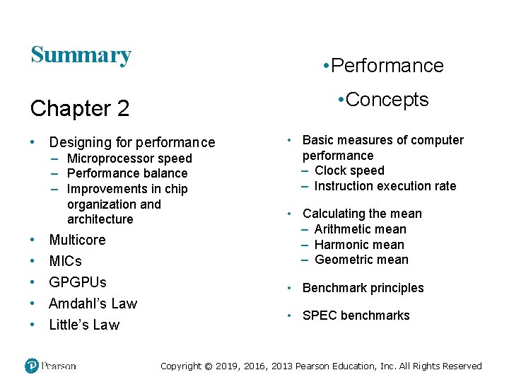 Summary • Performance • Concepts Chapter 2 • Designing for performance – Microprocessor speed Summary • Performance • Concepts Chapter 2 • Designing for performance – Microprocessor speed