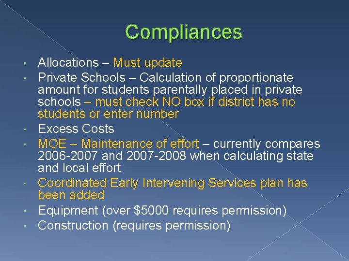 Compliances Allocations – Must update Private Schools – Calculation of proportionate amount for students