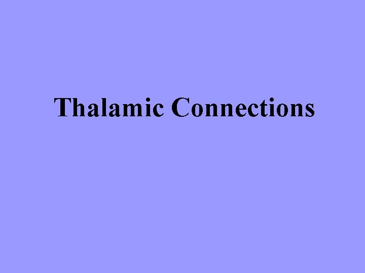 Thalamic Connections 