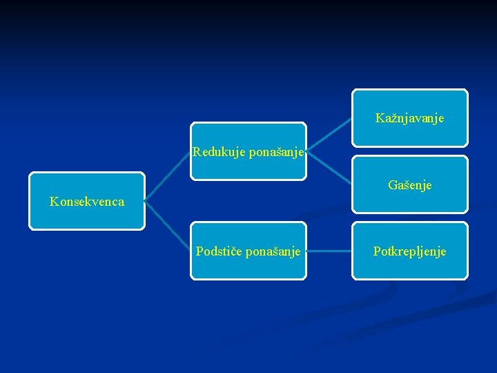 Kažnjavanje Redukuje ponašanje Gašenje Konsekvenca Podstiče ponašanje Potkrepljenje 