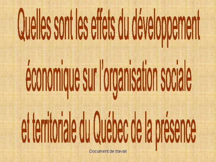 Document de travail 