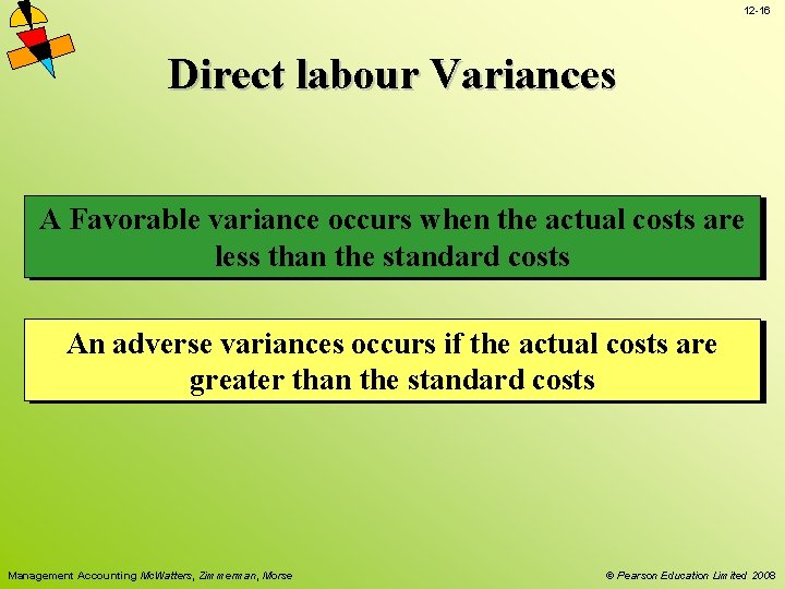 12 -16 Direct labour Variances A Favorable variance occurs when the actual costs are