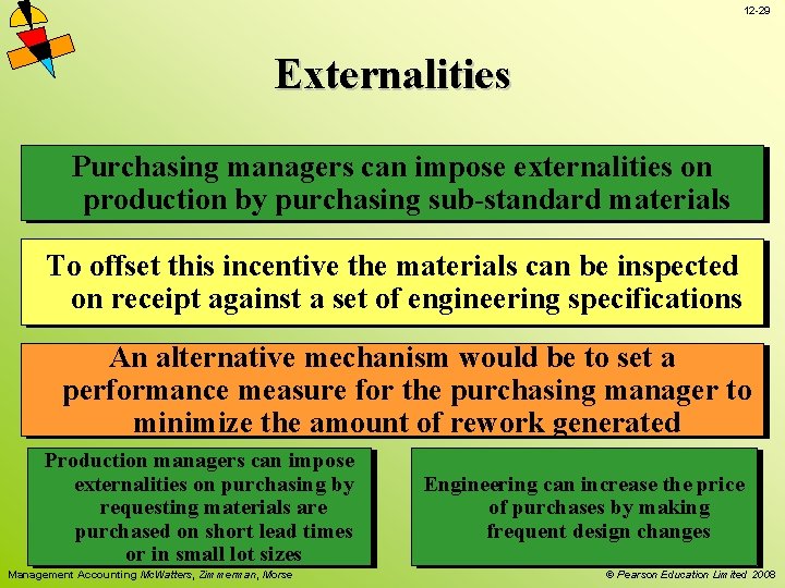 12 -29 Externalities Purchasing managers can impose externalities on production by purchasing sub-standard materials