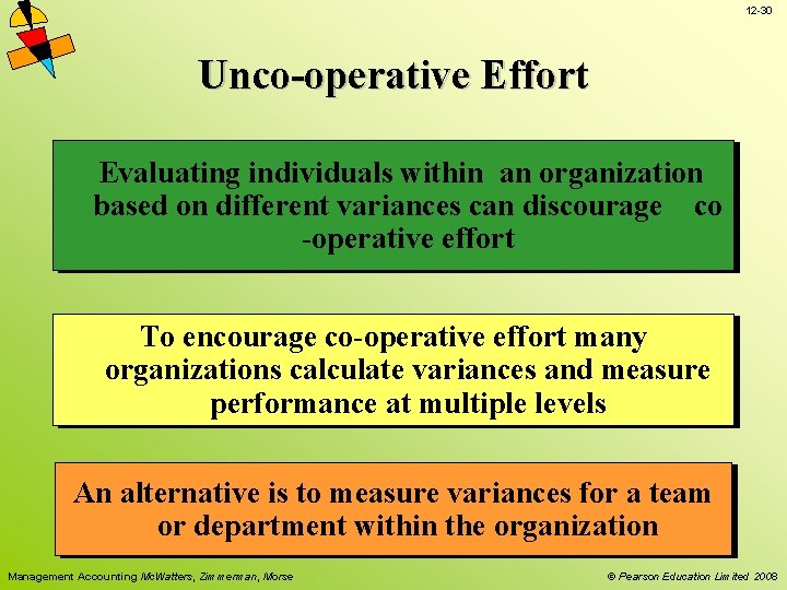 12 -30 Unco-operative Effort Evaluating individuals within an organization based on different variances can